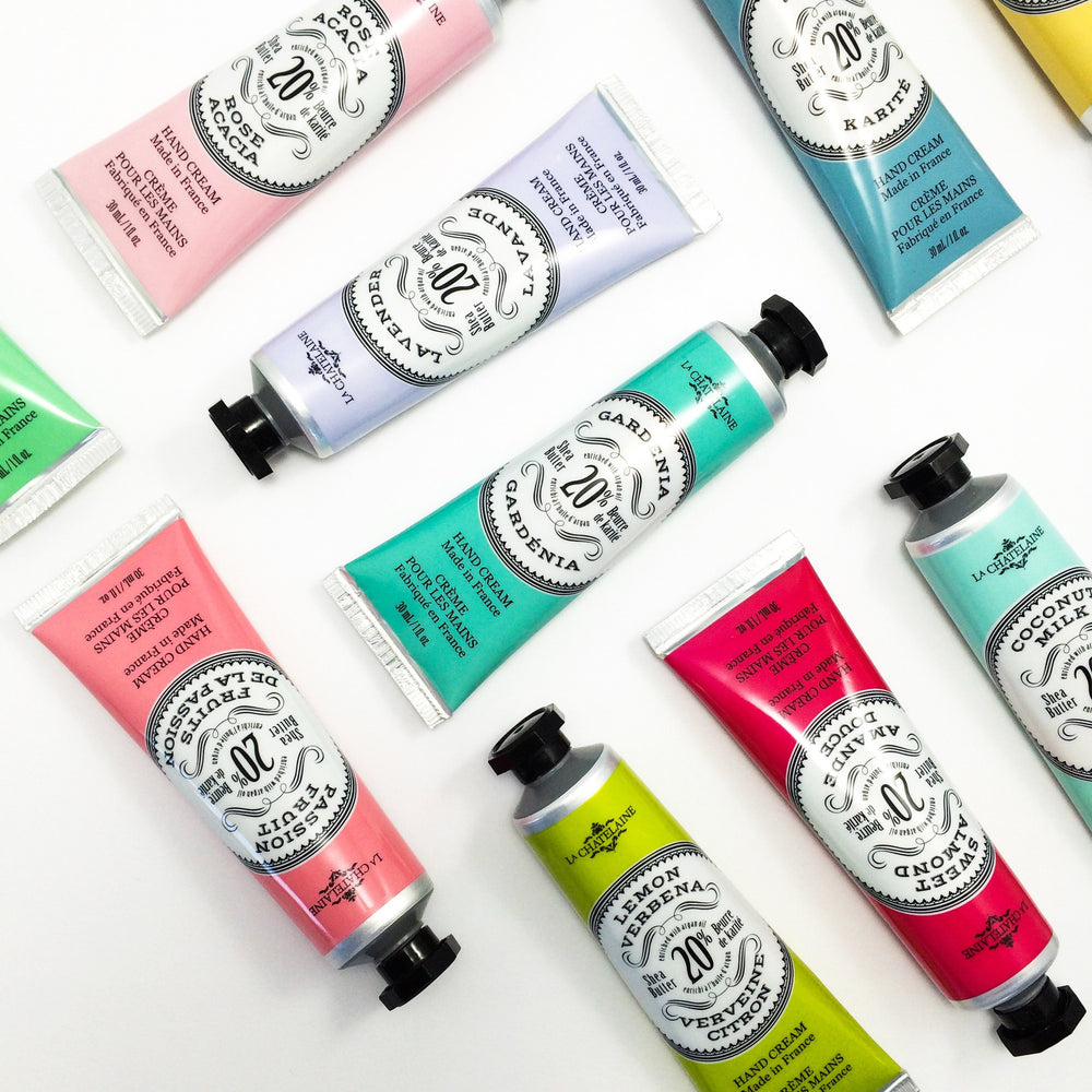La Chatelaine travel-size collection of 12 tubes for on-the-go moisture