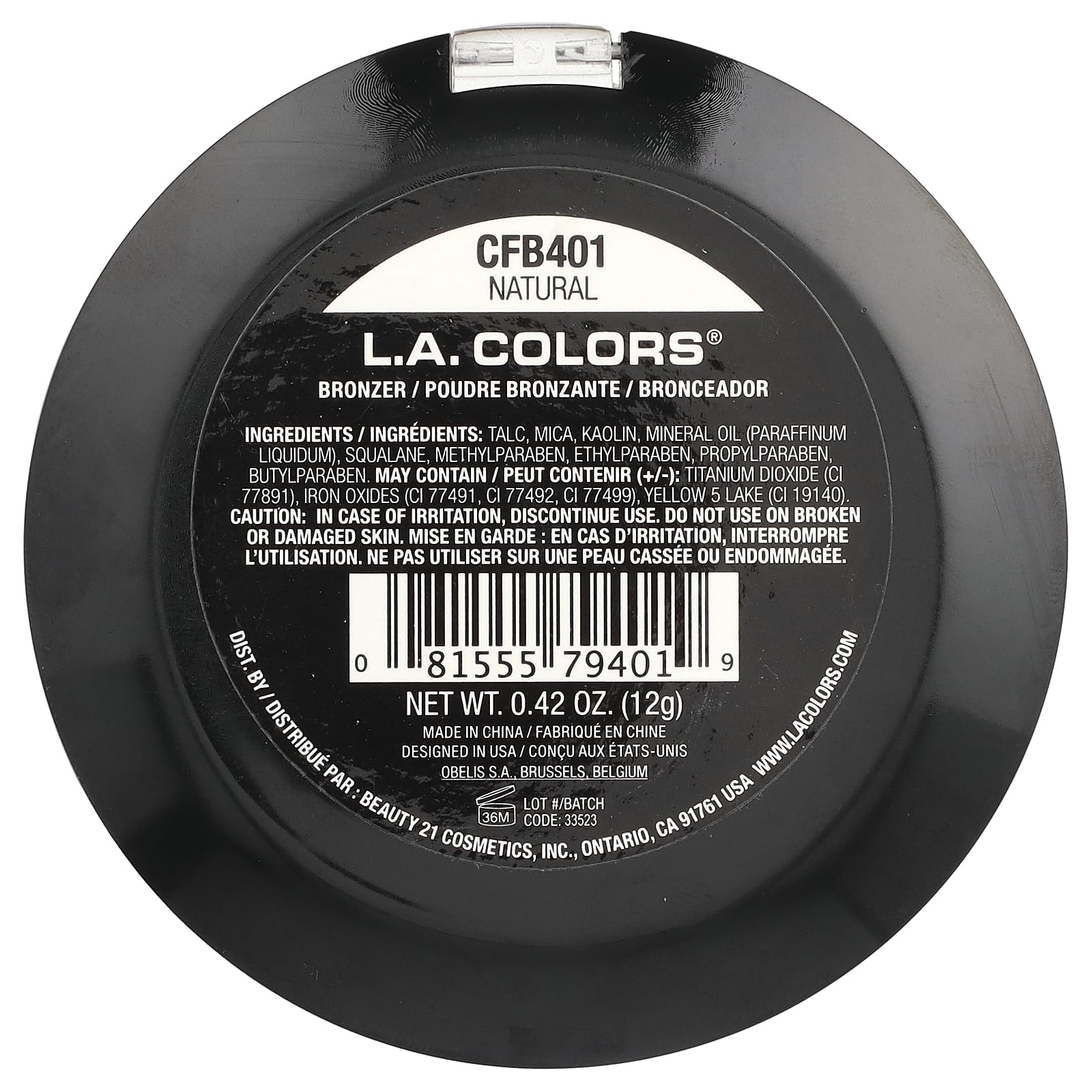 L.A. COLORS Bronzer Natural CFB401 swatches reveal rich, blendable bronze tones.