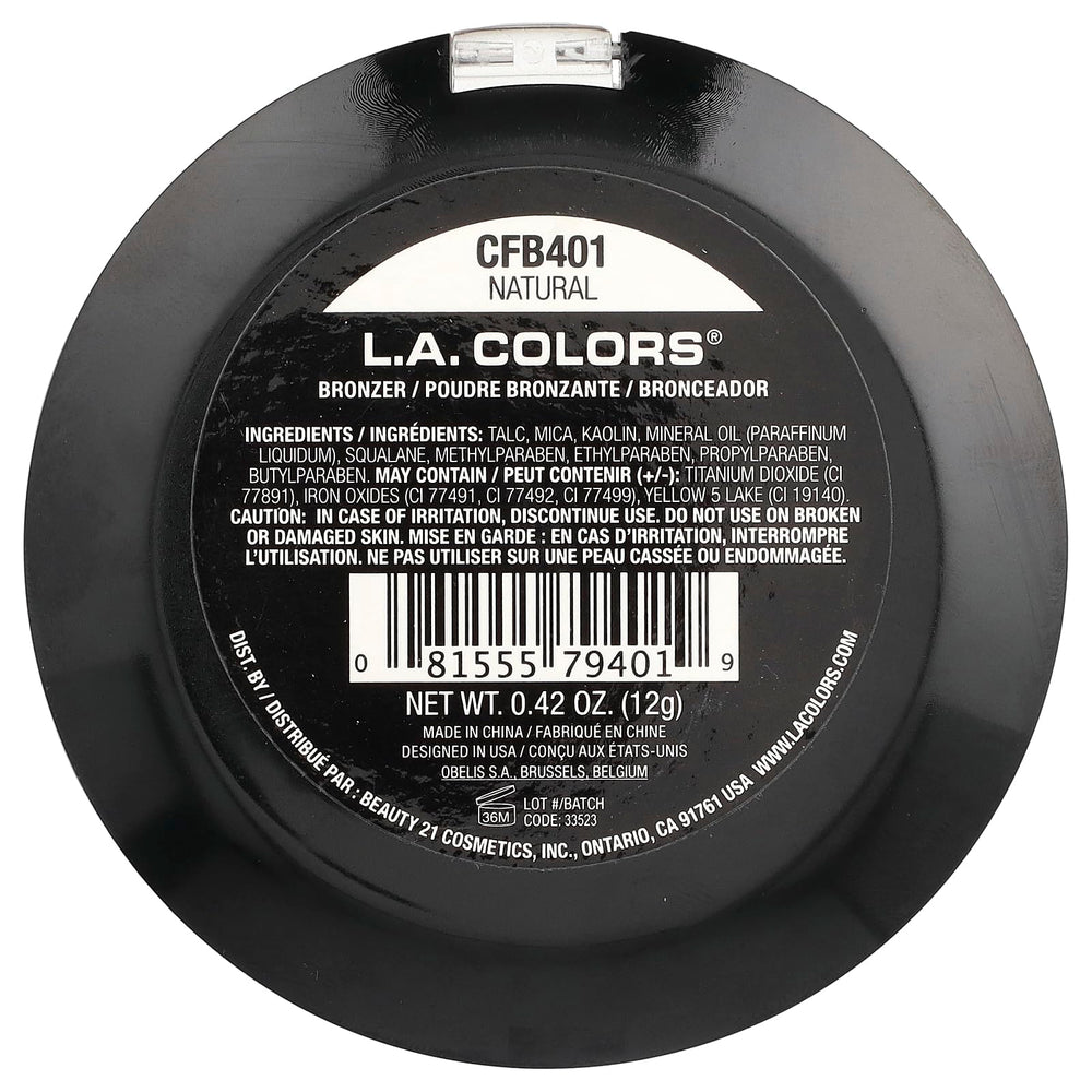 L.A. COLORS Bronzer Natural CFB401 swatches reveal rich, blendable bronze tones.