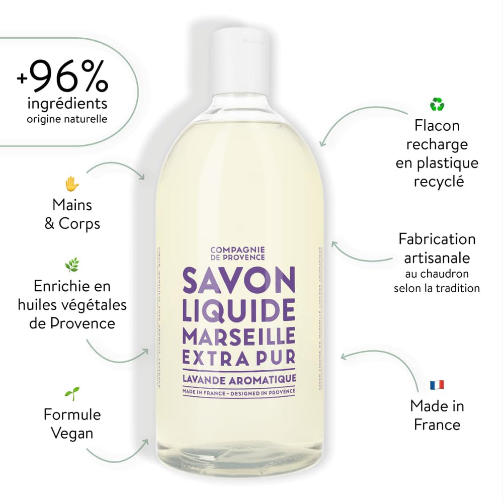 La Compagnie de Provence lavender fragrance closeup invites calm during handwashing.