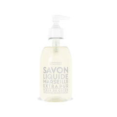La Compagnie de Provence Cotton Flower liquid soap bottle with pump for easy hand washing.