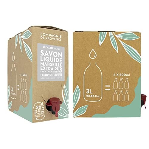 Extra Pure Marseille liquid soap bottle in cotton scent provides mild cleansing
