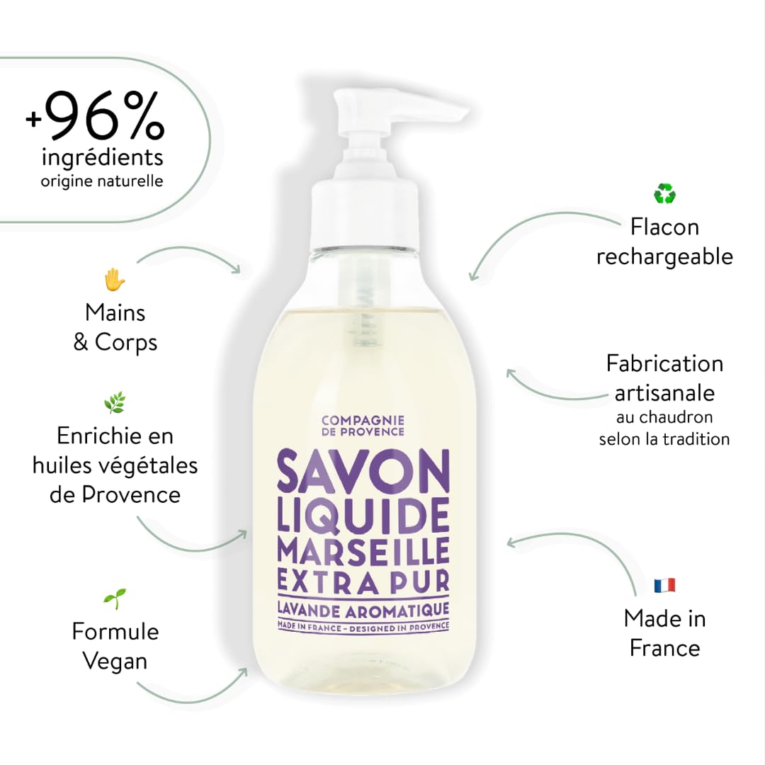 La Compagnie de Provence lavender bottle with pump for convenient dispensing