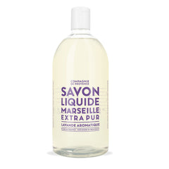 La Compagnie de Provence lavender liquid soap refill bottle ready for bathroom use.