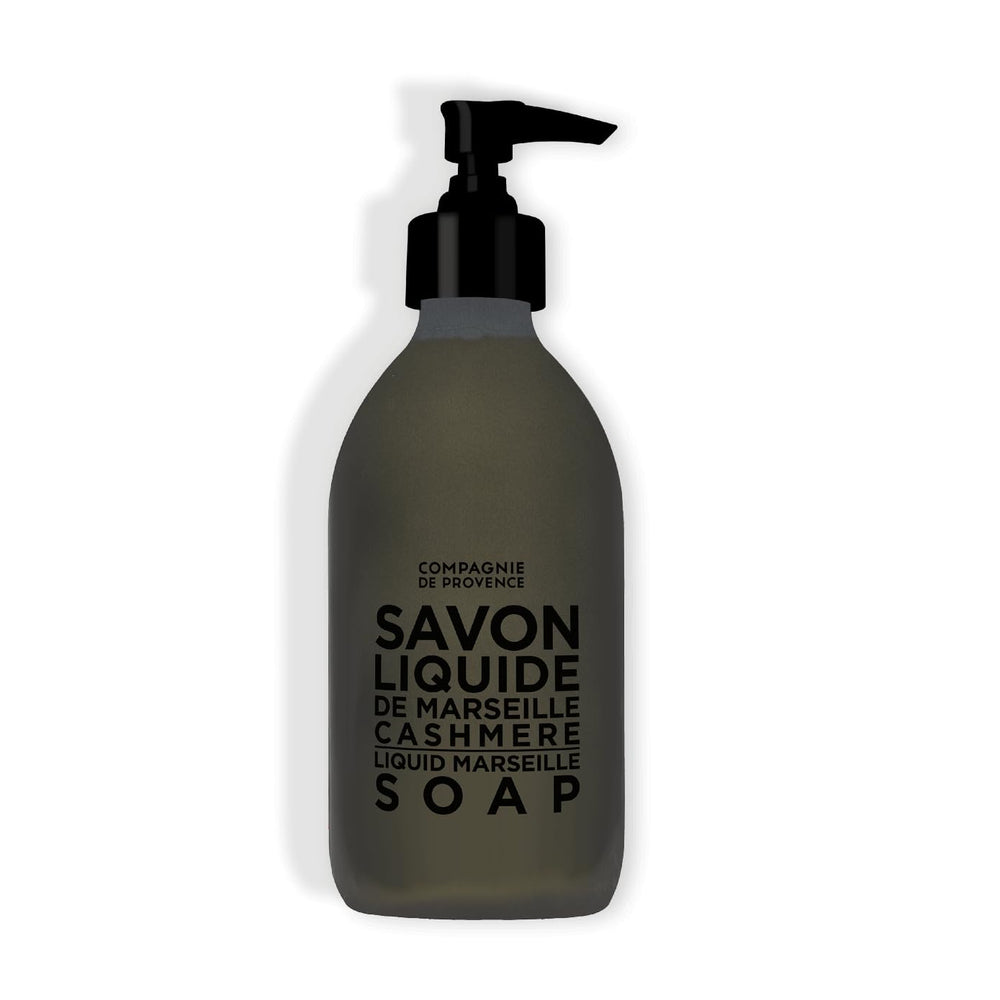La Compagnie de Provence Nourishing Liquid Soap Cashmere bottle with pump for daily hand washing.