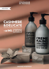 La Compagnie de Provence Nourishing Liquid Soap Cashmere glass bottle with warm design for daily bathroom use.