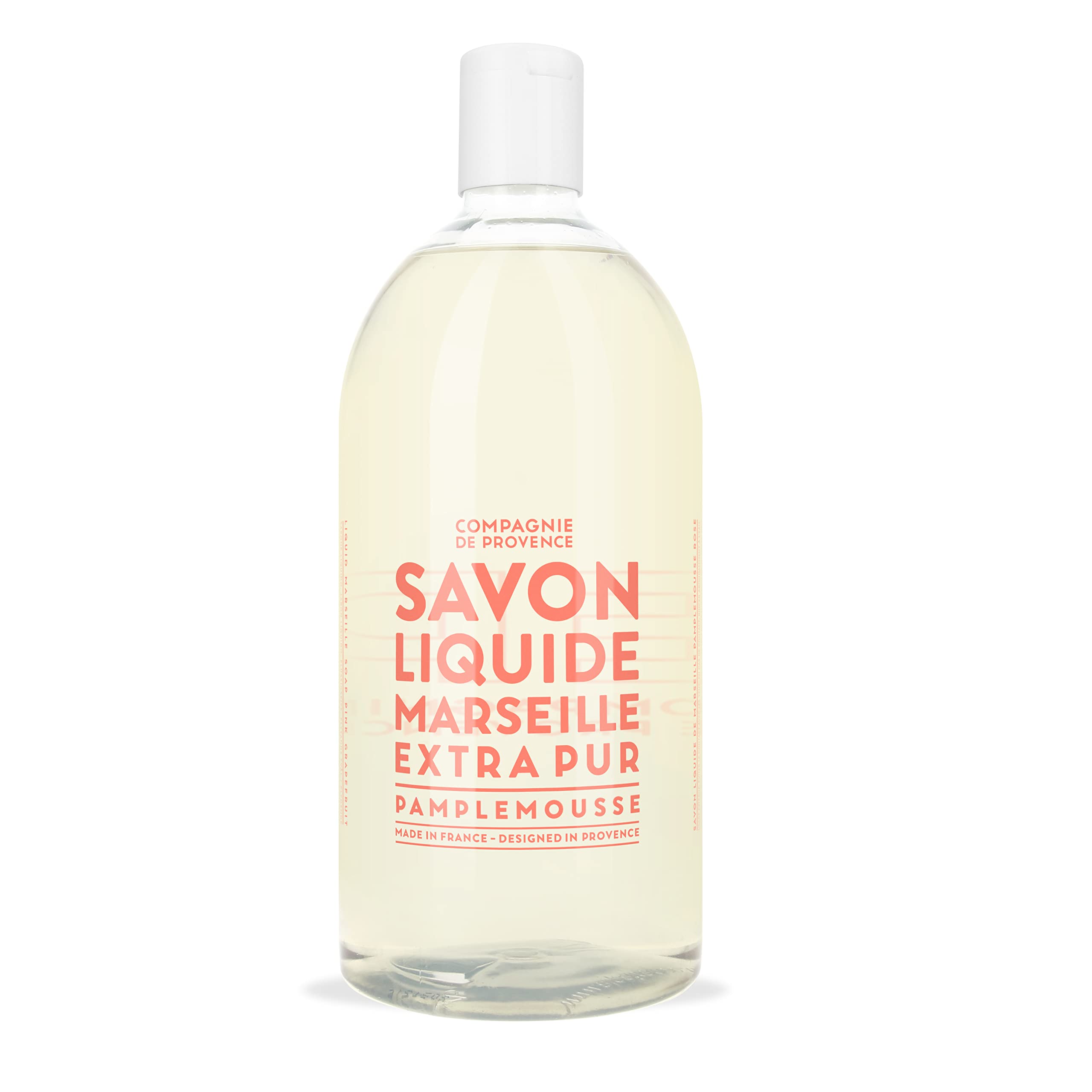 La Compagnie de Provence pink grapefruit bottle front showing refreshing citrus aroma for hand washing