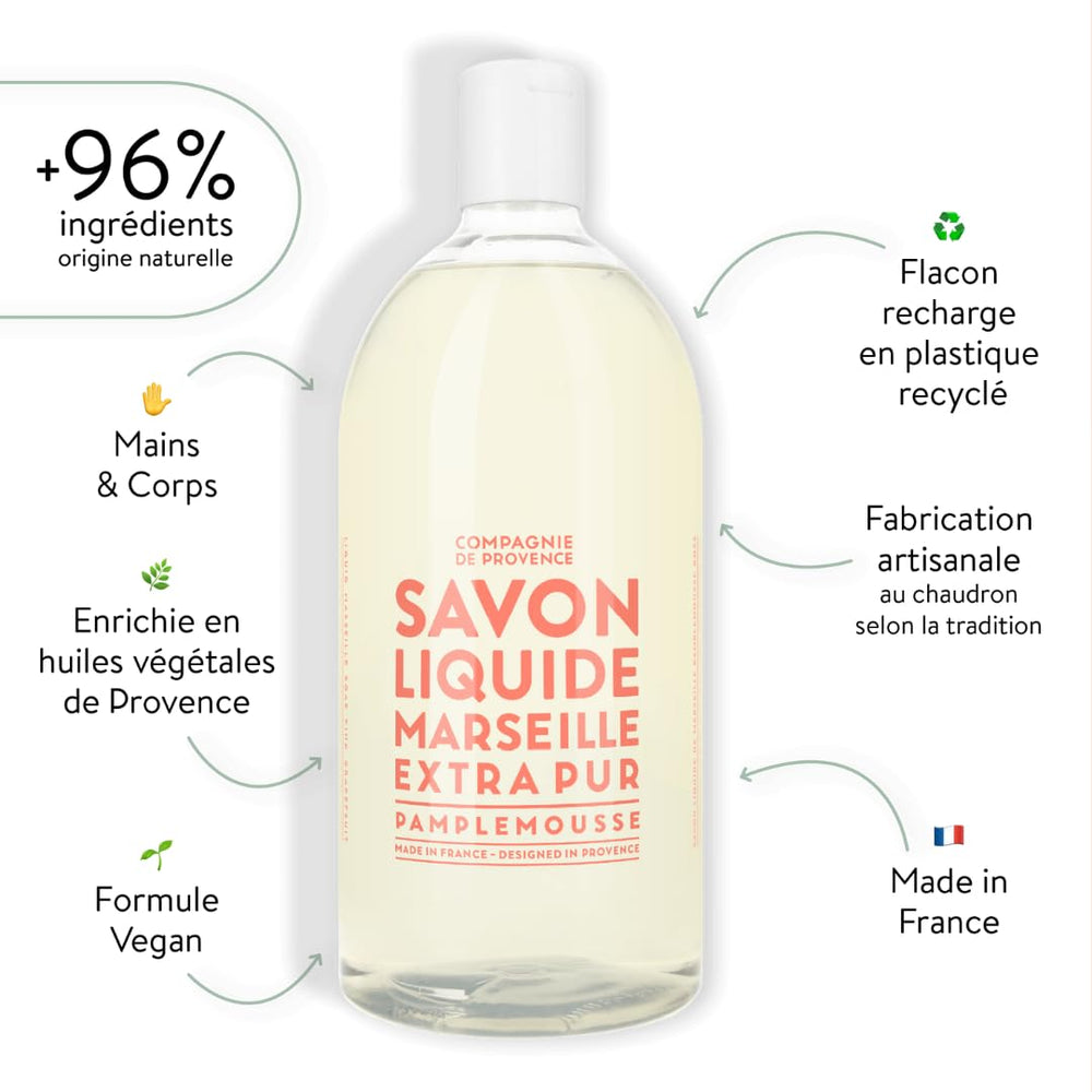 La Compagnie de Provence pink grapefruit bottle pour for quick hand cleansing
