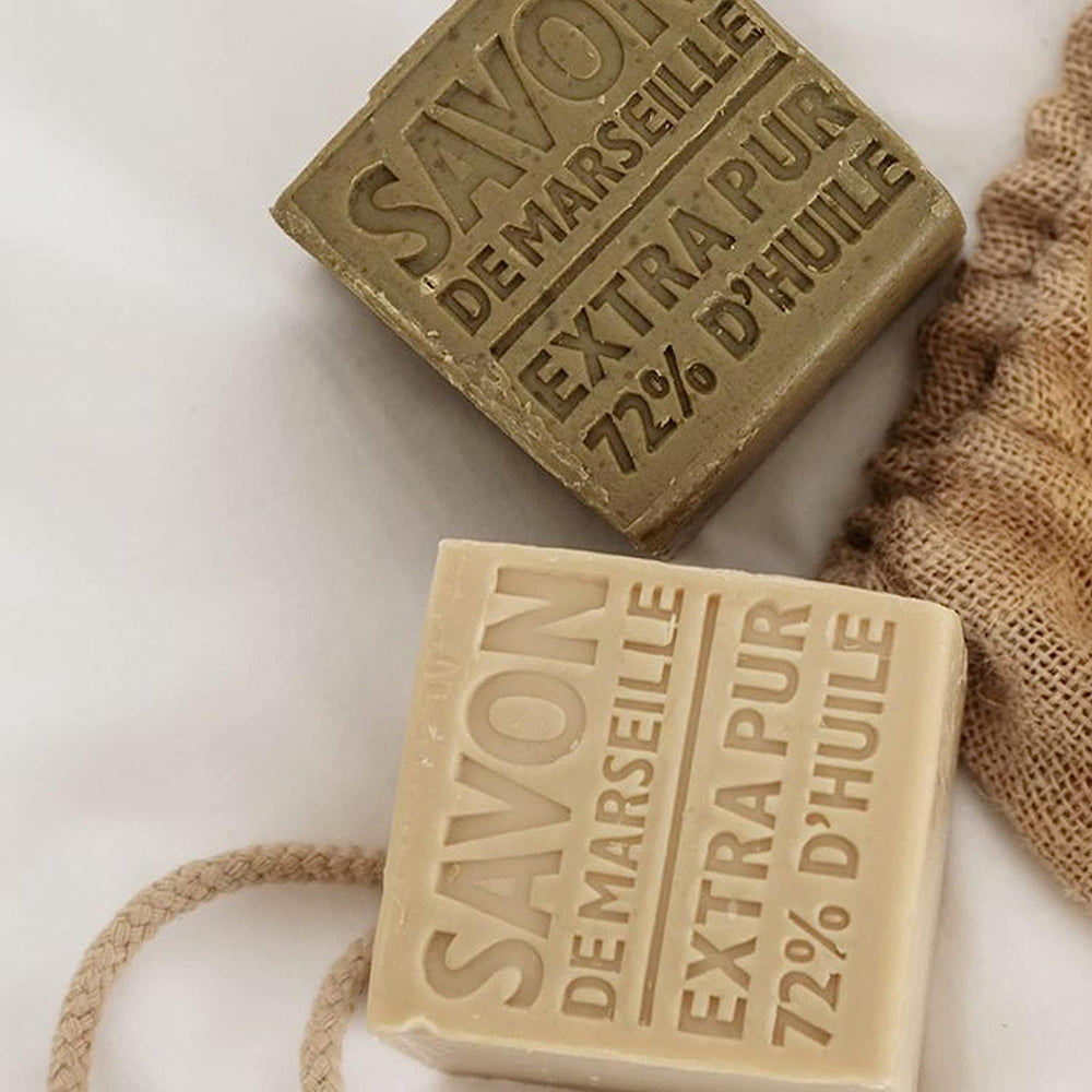 La Compagnie de Provence palm soap cube multi-use image suggests dishes and laundry applications.