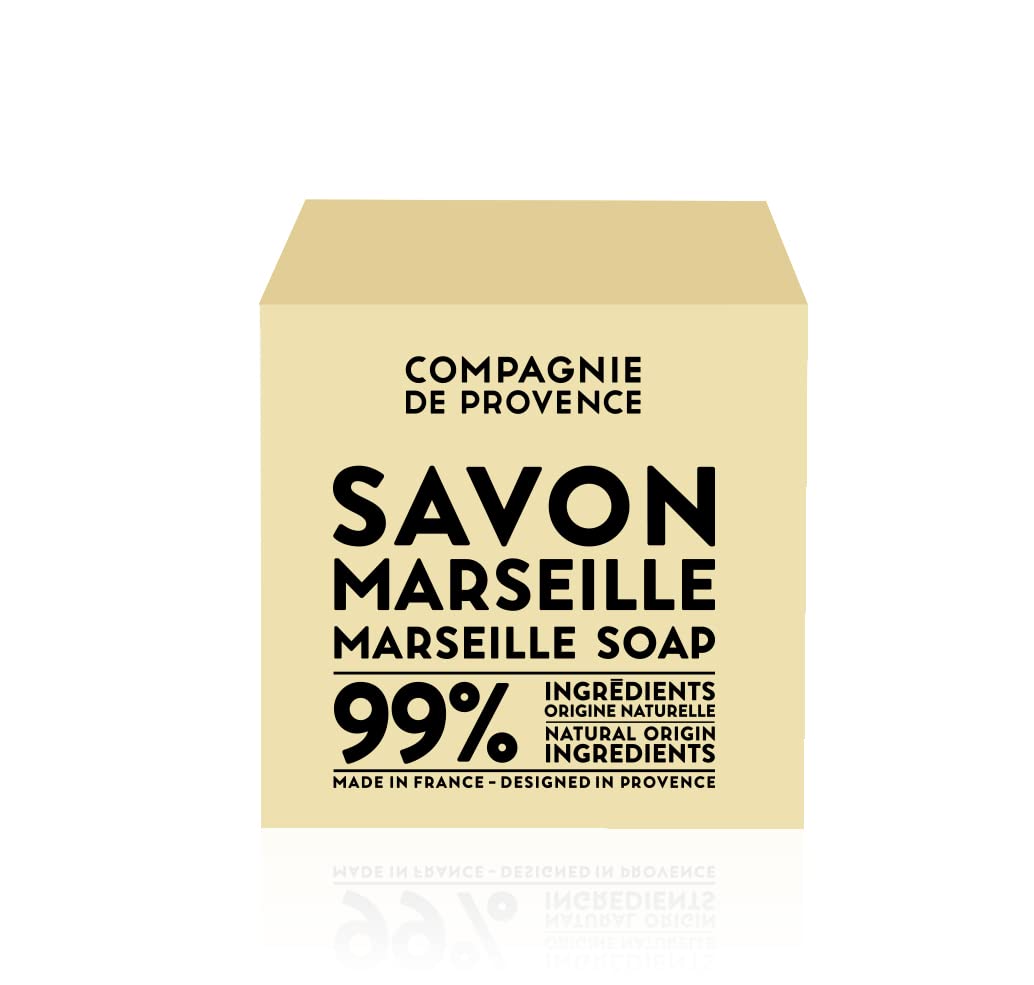 La Compagnie de Provence palm soap cube texture close-up showcases rich lather potential.