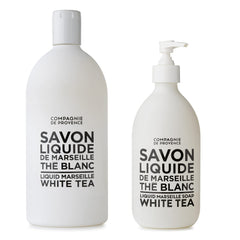 La Compagnie de Provence White Tea bottle with pump for easy handwashing.
