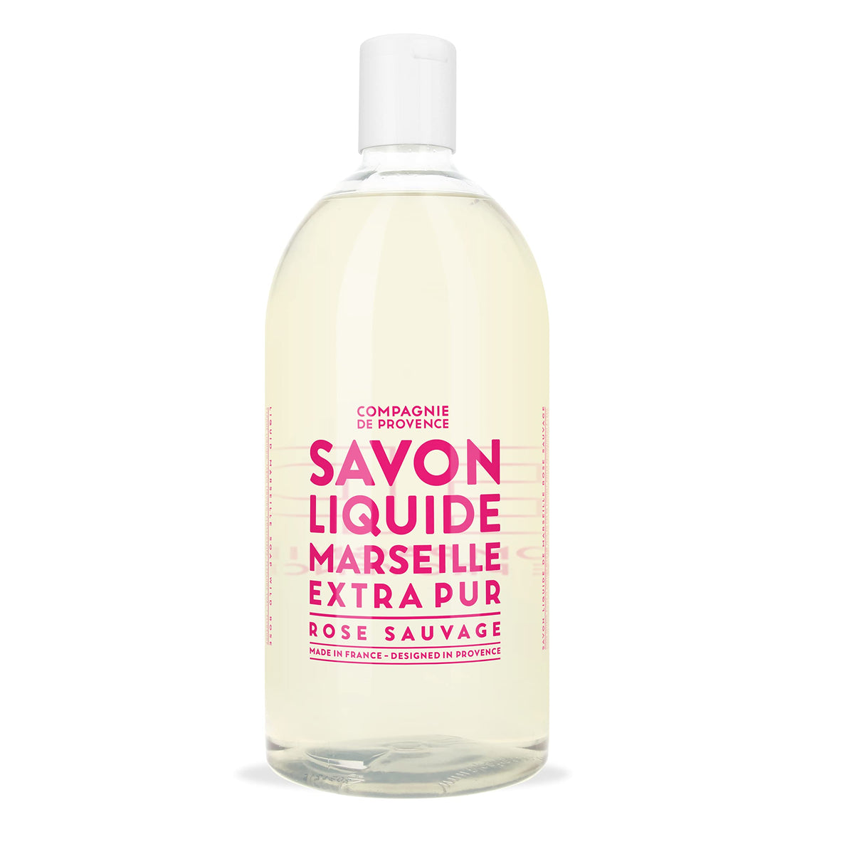 La Compagnie de Provence Wild Rose liquid soap bottle ready for refill and everyday hand care.