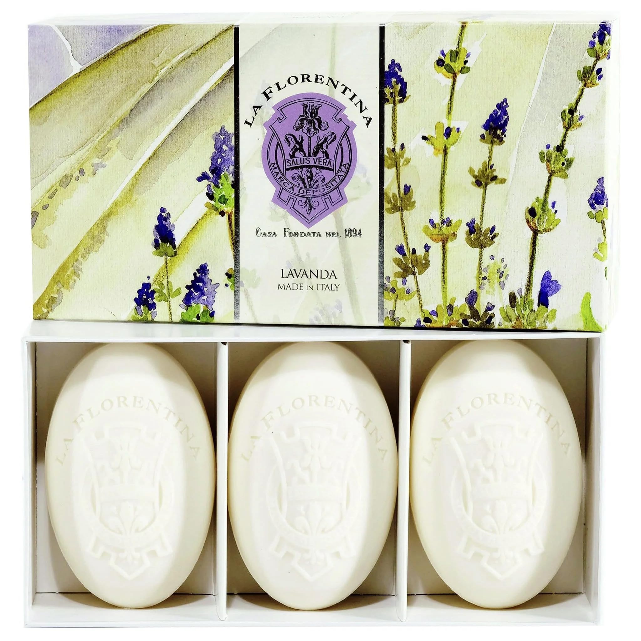 La Florentina lavender soap set in gift box for elegant cleansing and calming aroma
