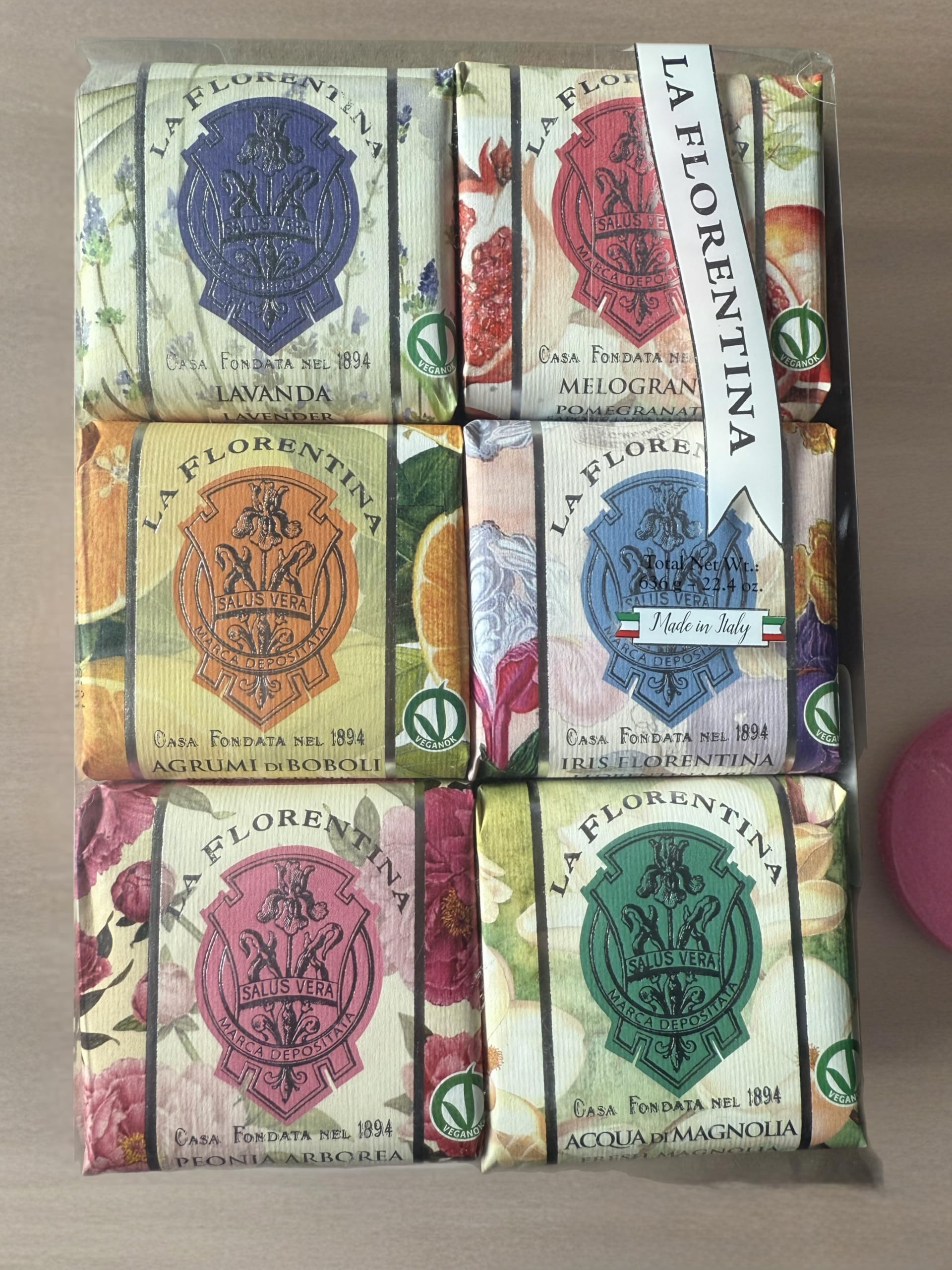 La Florentina variety soap 6-pack with Agrumi de Boboli, citrus scent for a refreshing bath