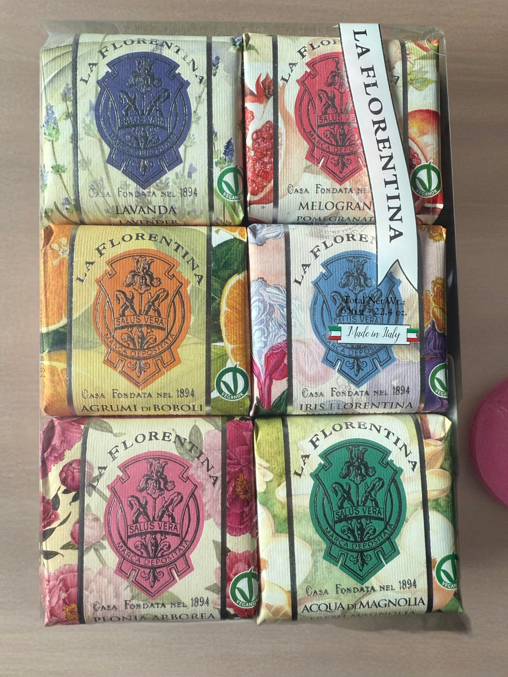 La Florentina variety soap 6-pack with Agrumi de Boboli, citrus scent for a refreshing bath