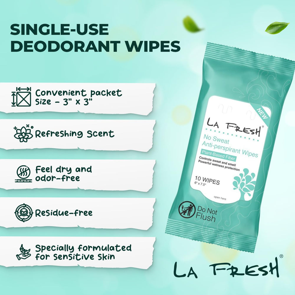 La Fresh antiperspirant wipes compact travel-size packets.