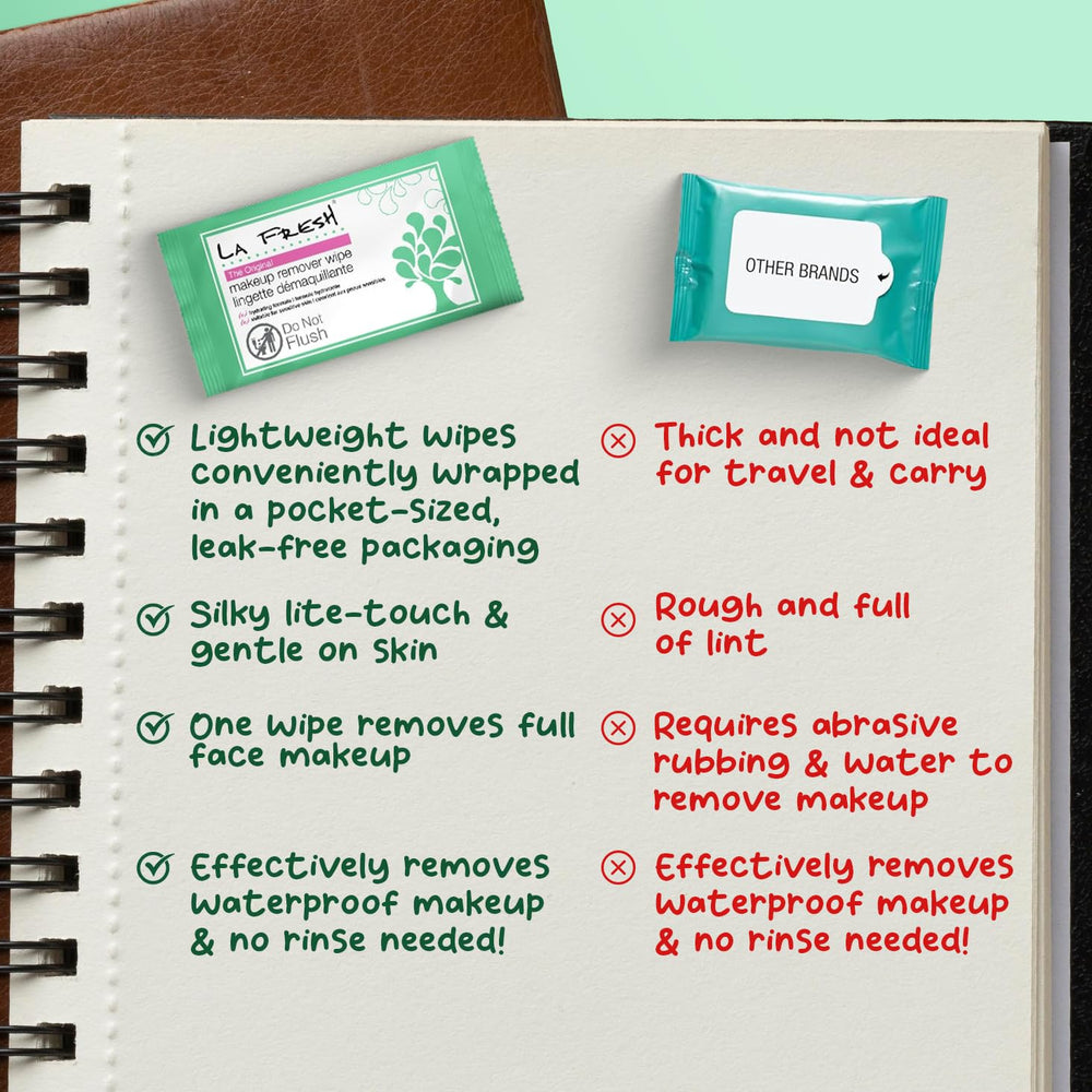 La Fresh wipes seal individually for spill-free, convenient use