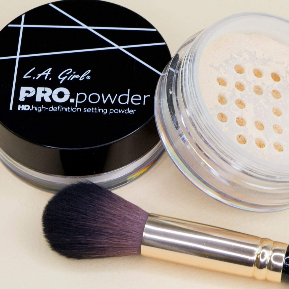 Packaging of L.A. Girl BB Pro Powder translucent shown closed