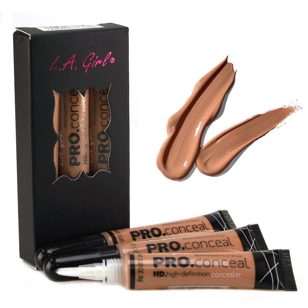 LA Girl HD Conceal Chestnut pack of 3 delivers long-lasting coverage for dark circles and redness.