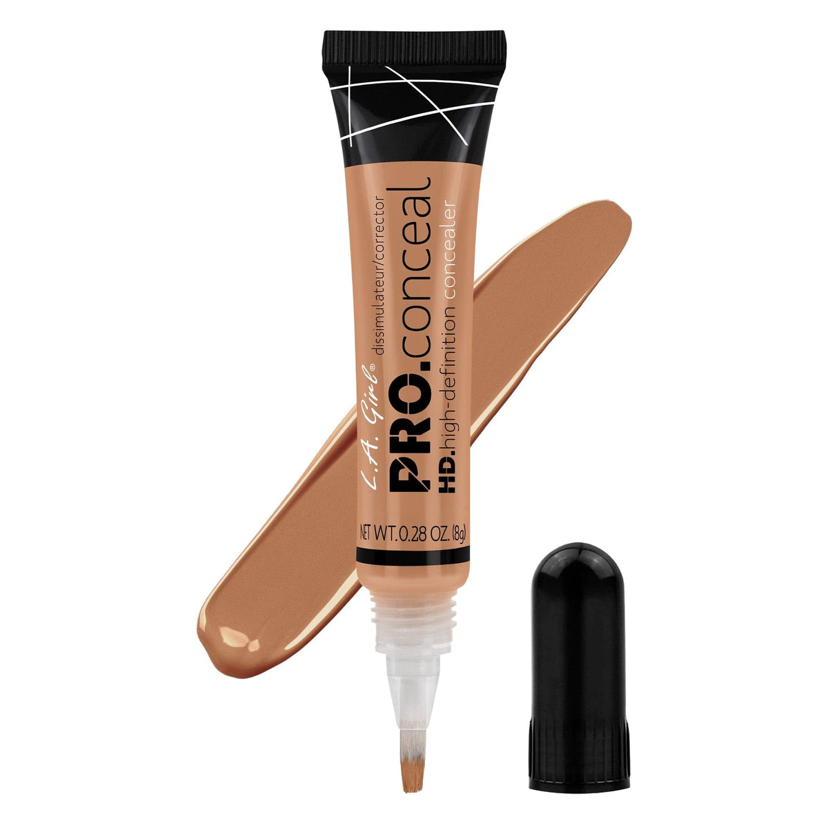 L.A. Girl HD Pro.Conceal Medium Bisque with brush-tip for precise, long-wearing concealment