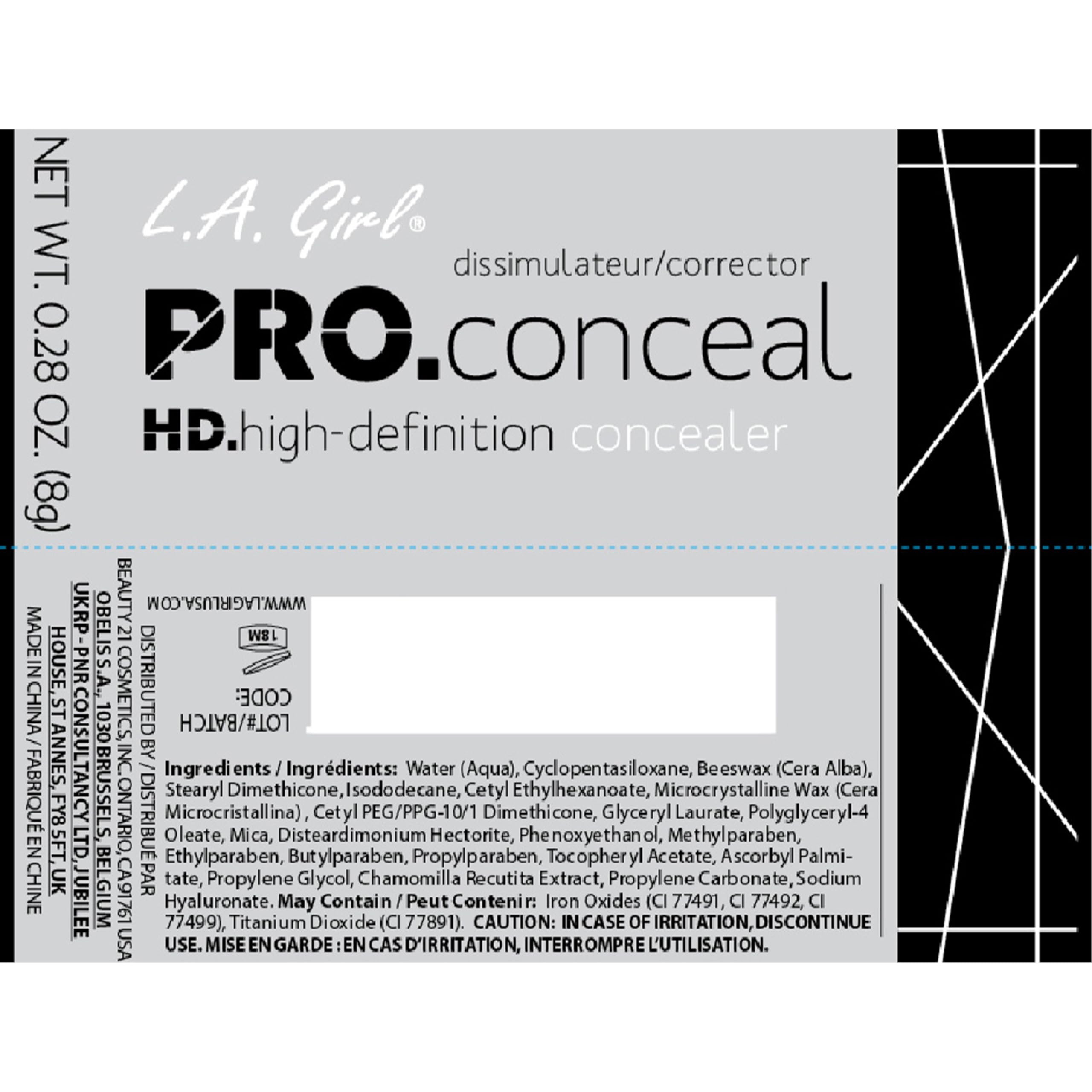 L.A. Girl Pro Conceal HD under-eye area with dark circles coverage.