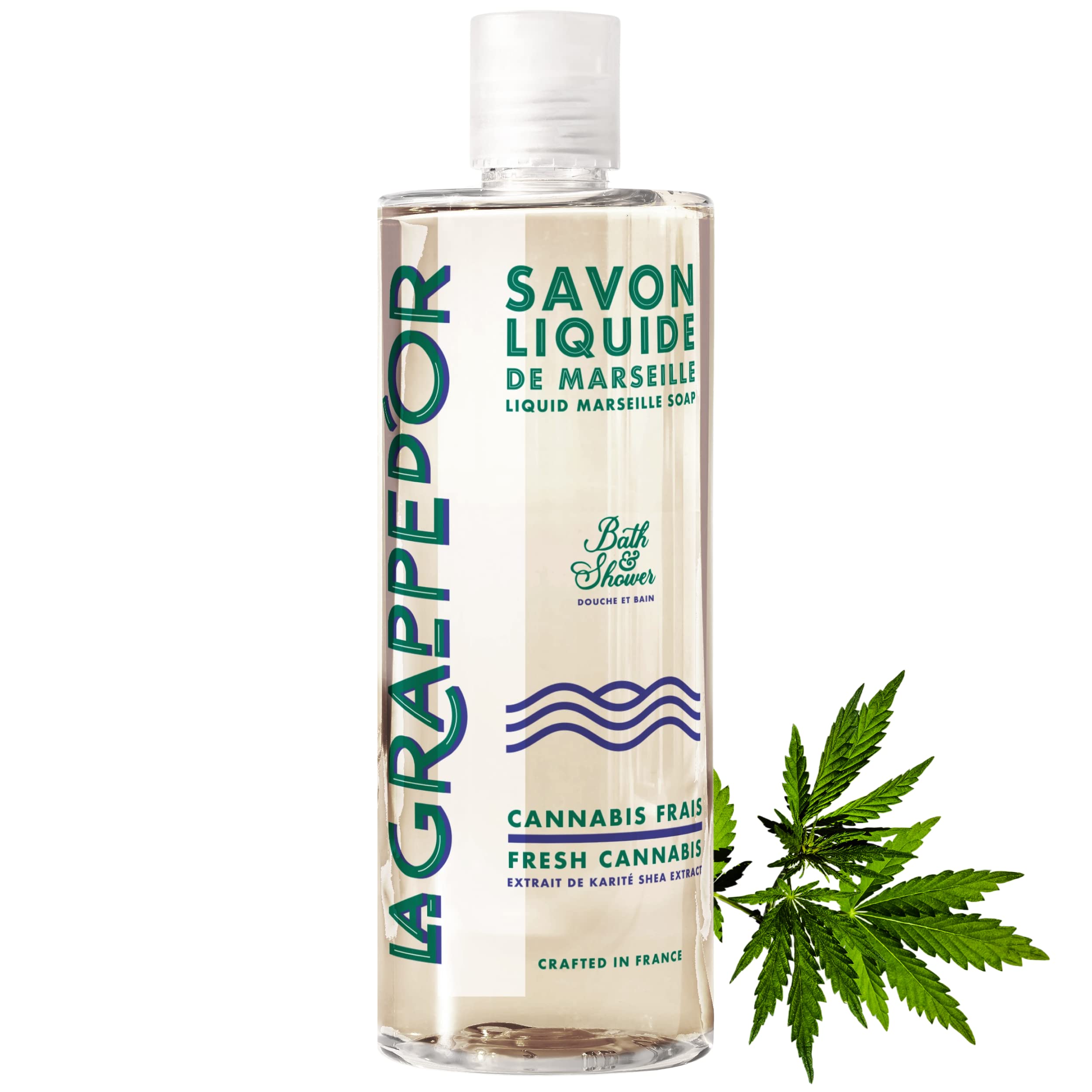 La Grappe d'Or Fresh Cannabis Scent bottle shown for daily shower use.