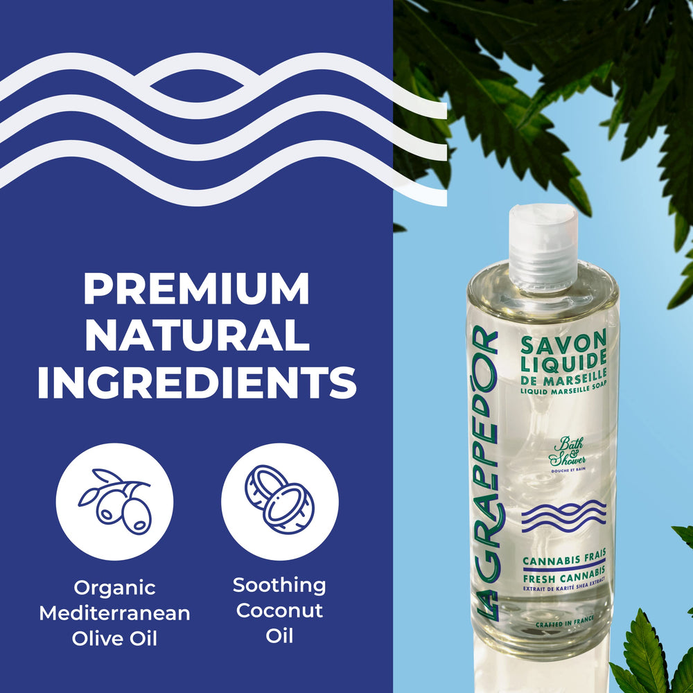 La Grappe d'Or organic coconut oil base highlights plant-based cleansing.