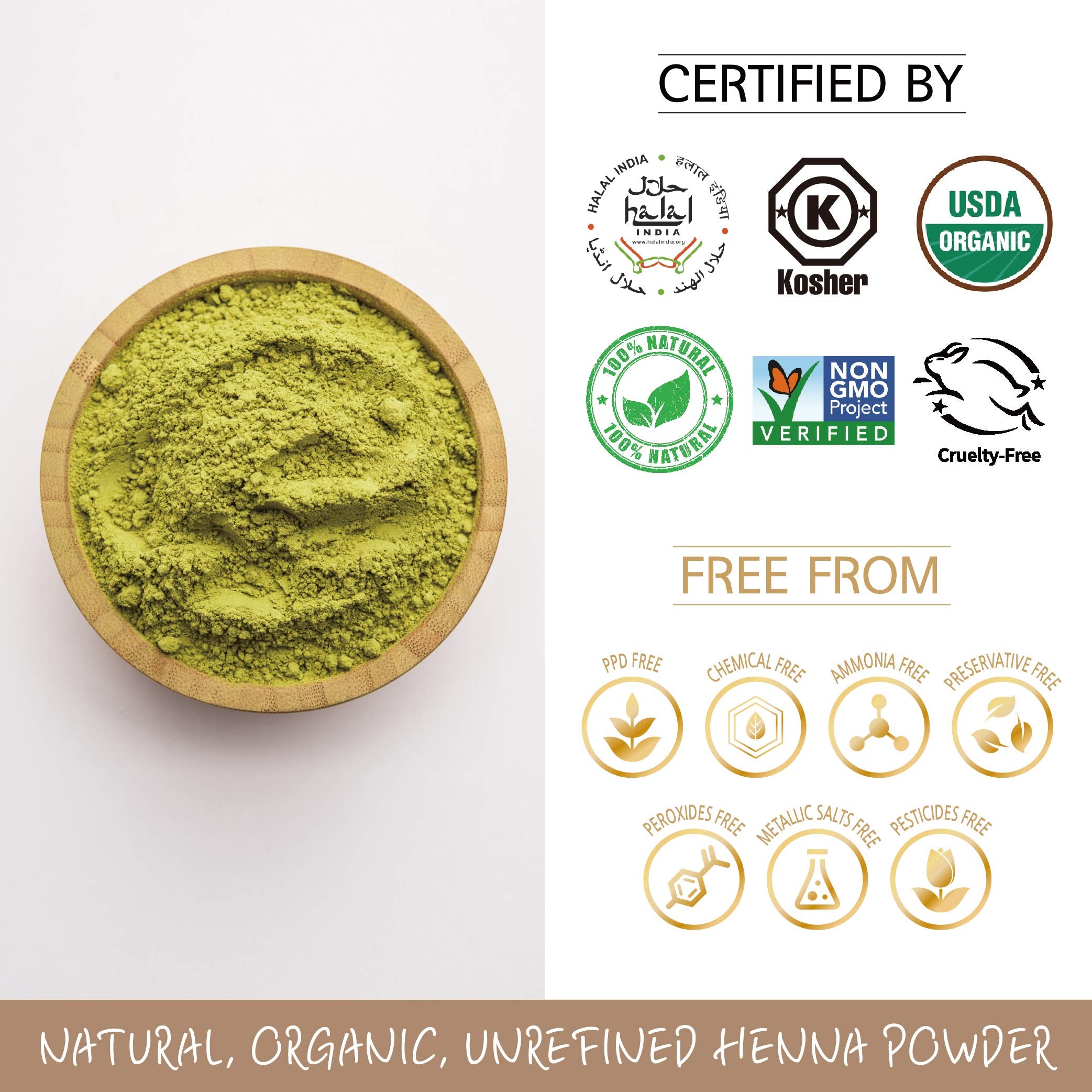 LA GREEN color result shows soft, shiny hair after henna dye.