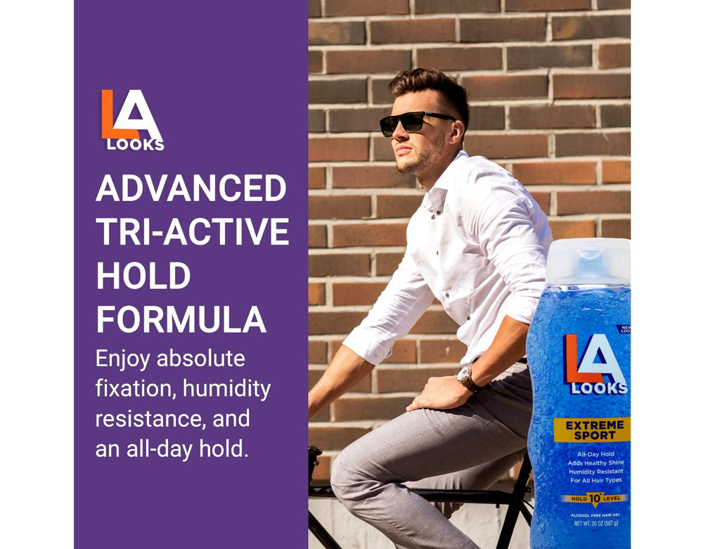 Durable hold during workouts provided by LA Looks Extreme Sport Gel.
