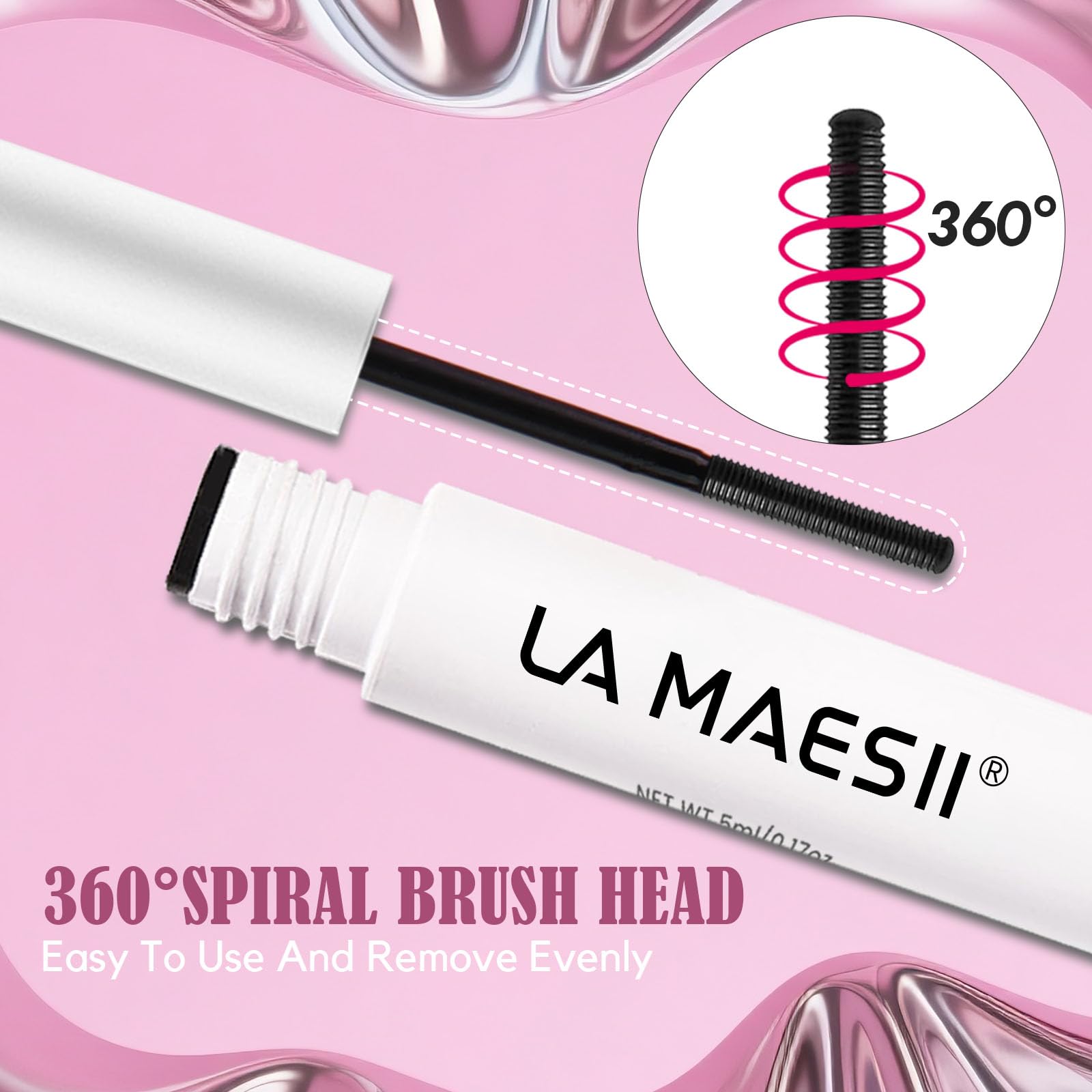 La Maesii Lash Remover acts in 30 seconds to soften adhesive before removal.