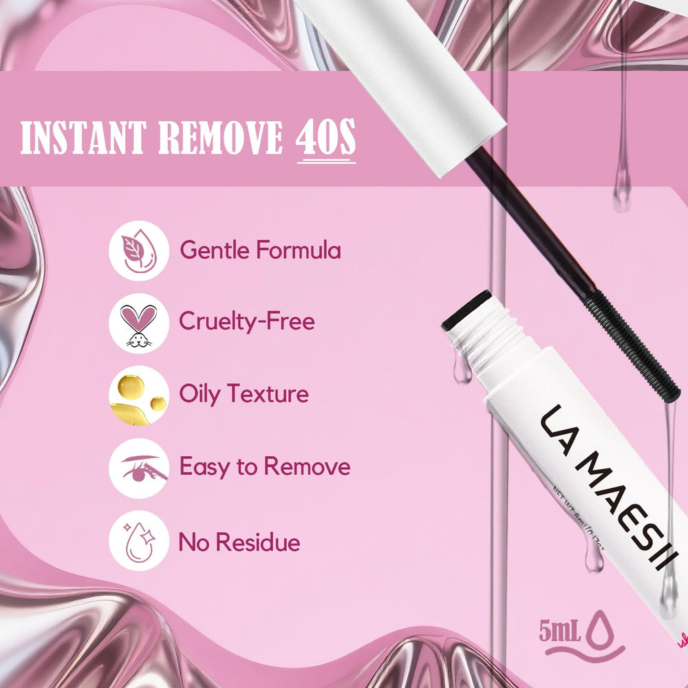 La Maesii Lash Remover spiral brush enables precise, mess-free application on lashes.