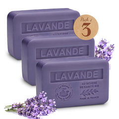 La Maison du Savon de Marseille lavender soap bar 3x8oz pack for daily cleansing and relaxation.