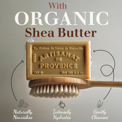 La Maison du Savon de Marseille Verbena bar texture closeup reveals creamy lather