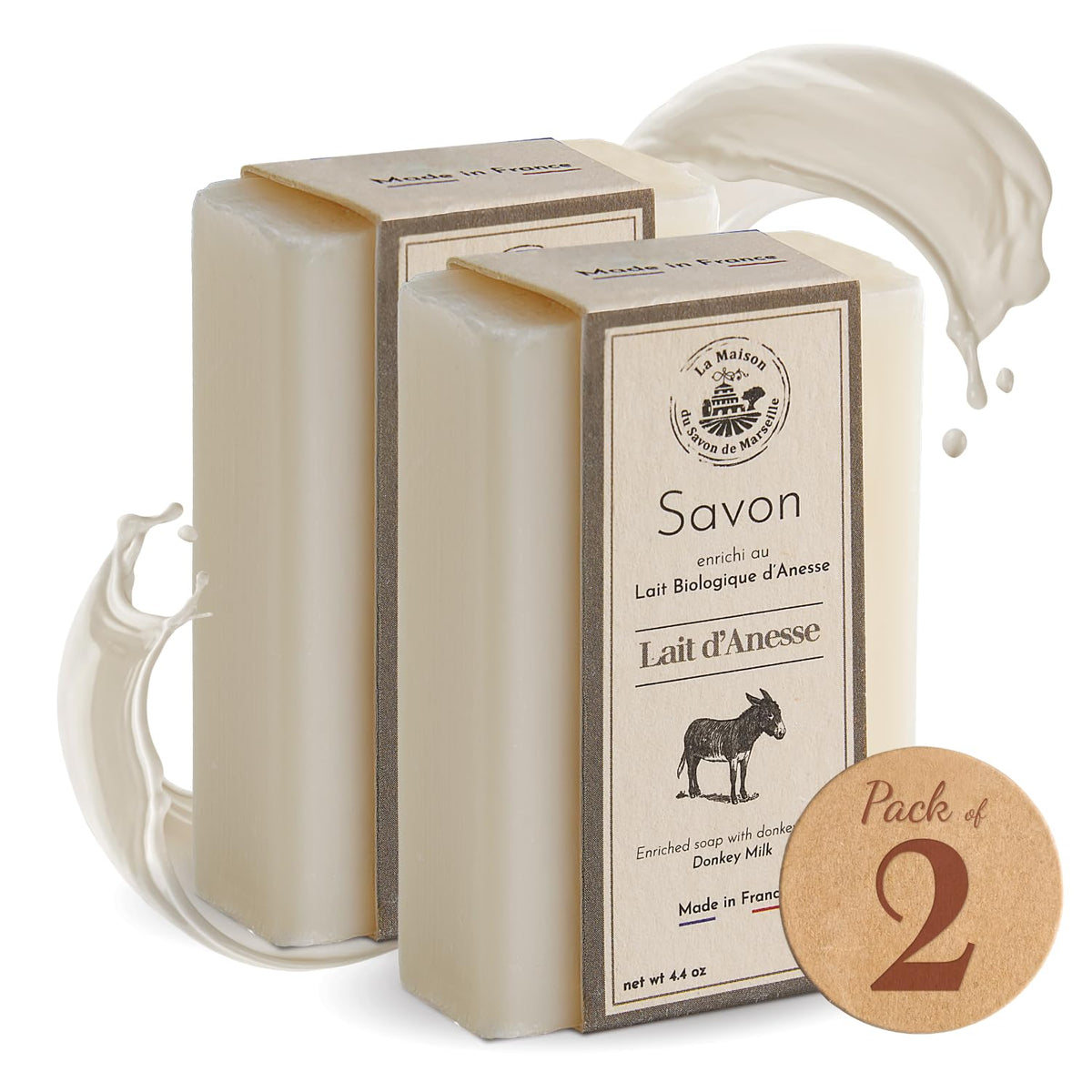 La Maison du Savon donkey milk soap duo pack, ideal for daily cleansing