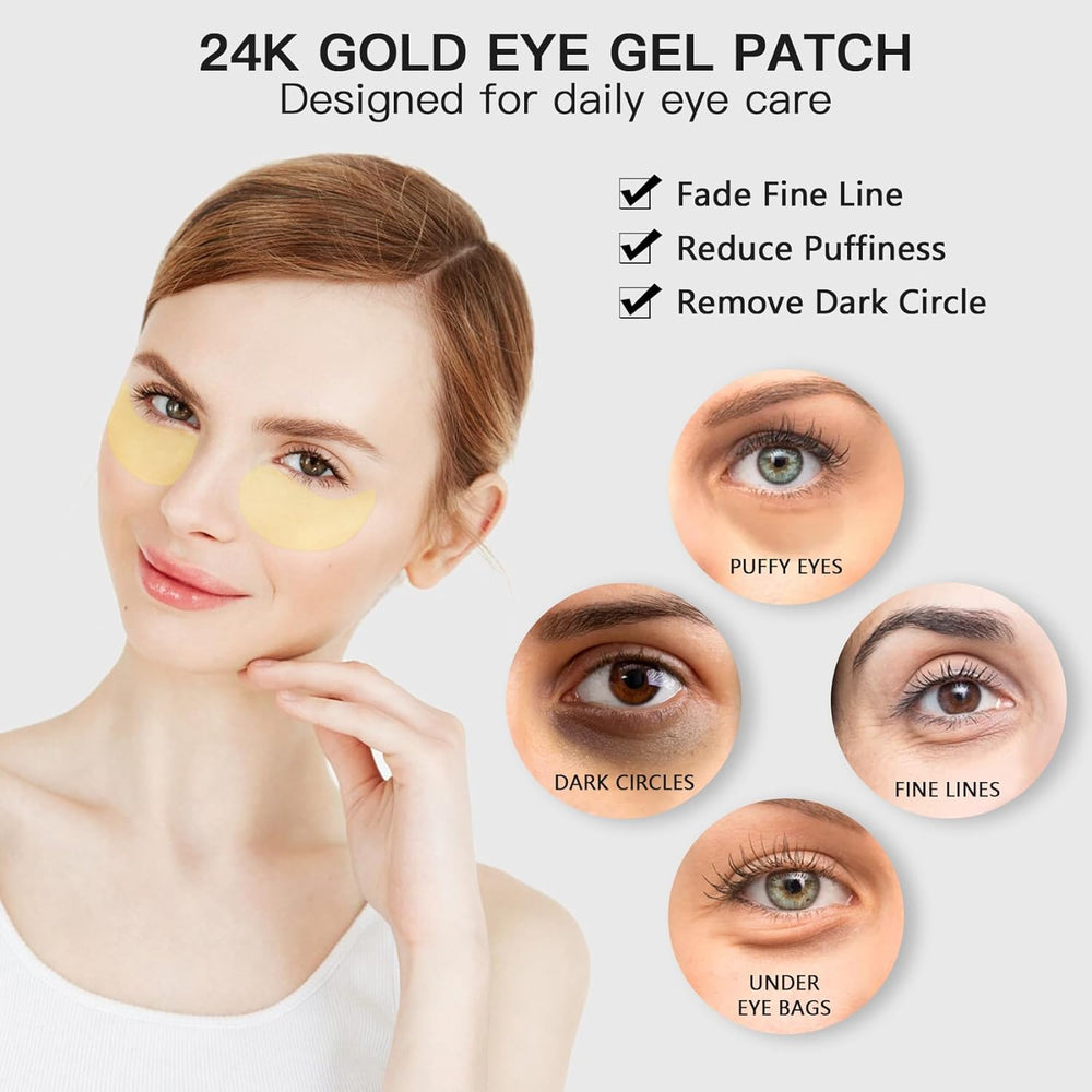LA MIURA 24K gold under-eye patch packaging displaying 60 pieces for daily use