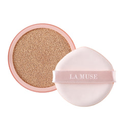 LA MUSE Korean Glow Cushion refill bottle shows hydrating formula for natural finish