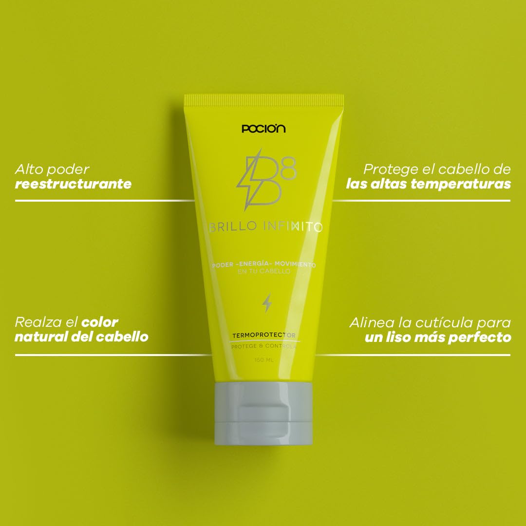 La Pocion B8 ThermoProtectant Cream hair shine after blow-dry.