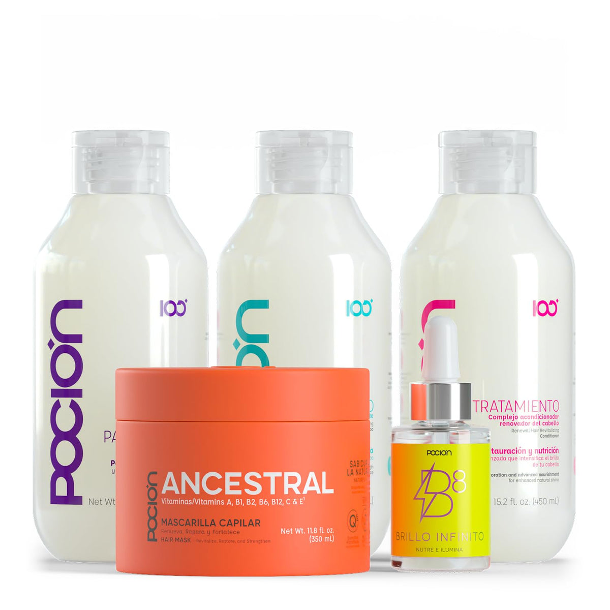 La Pocion Shampoo bottle supports deep repair and scalp refresh.
