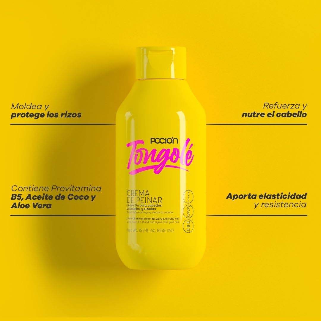 Tongolé Leave-In Conditioner being applied to damp curls.