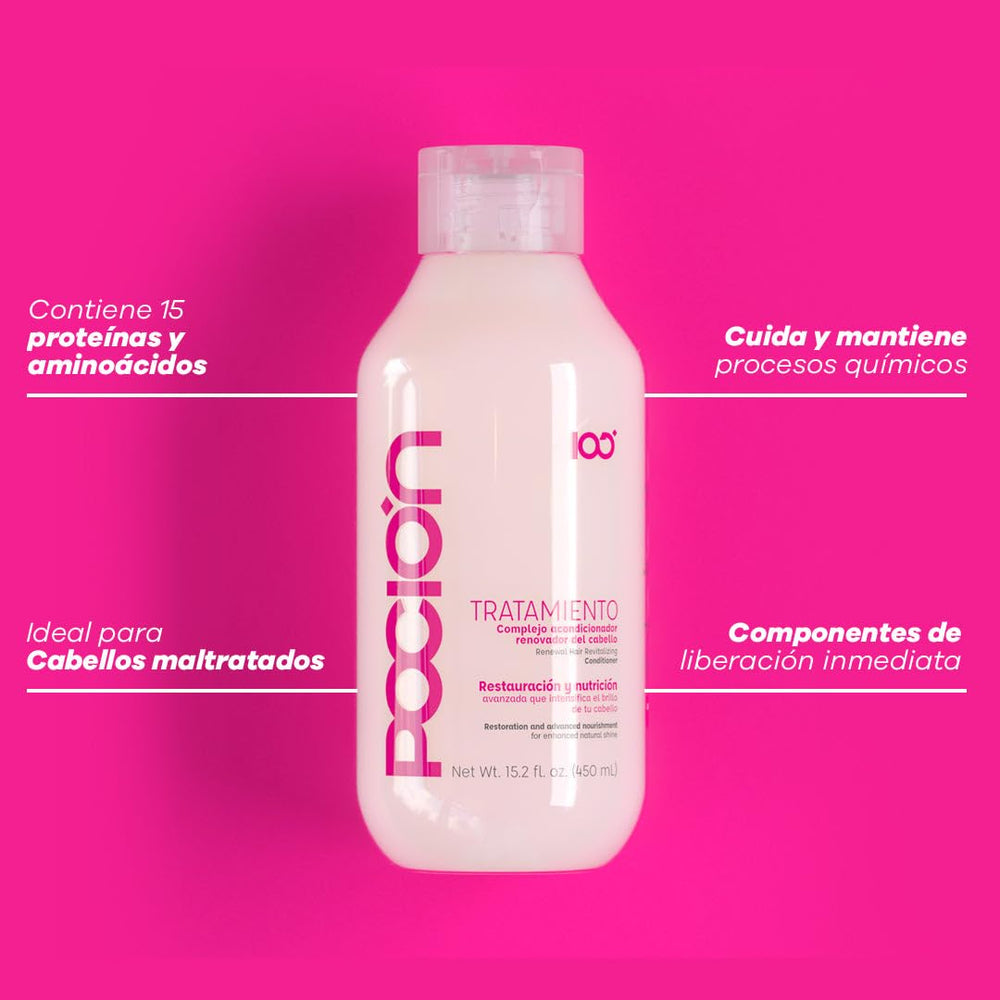 La Pocion Treatment Conditioner on hair shows shine and smooth texture