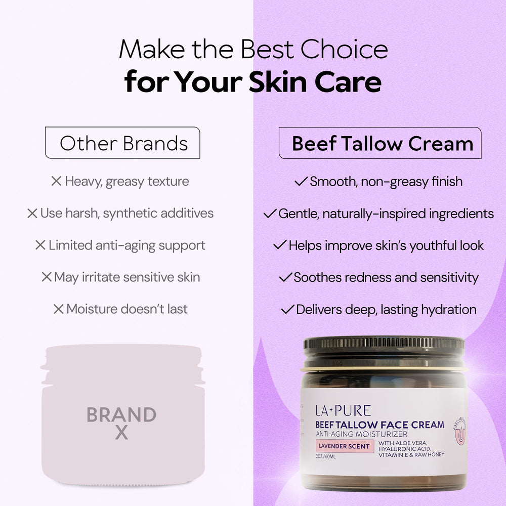 LA PURE Beef Tallow Face Cream grapeseed oil for balanced hydration
