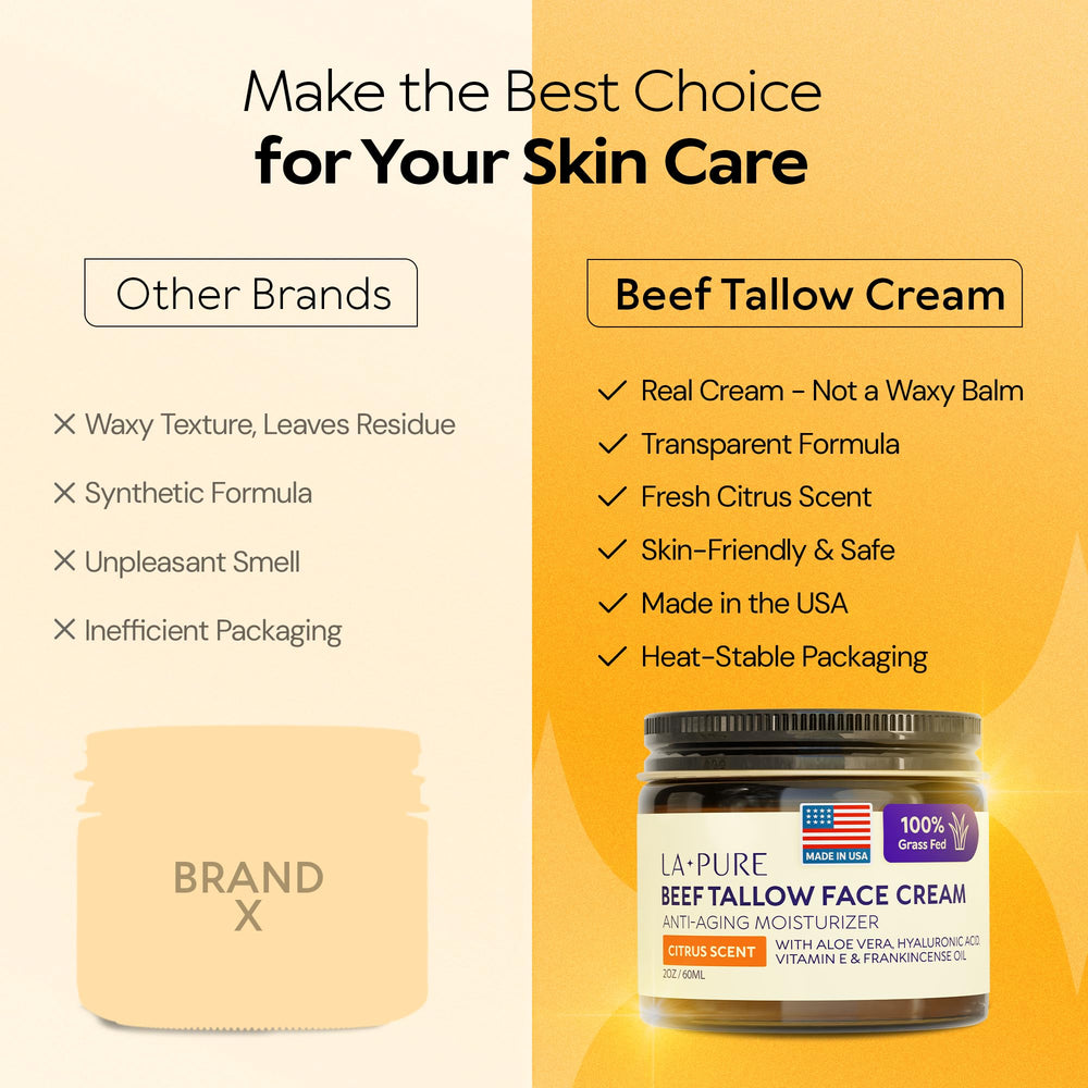 LA PURE Beef Tallow Face Cream hyaluronic acid boosts elasticity and moisture