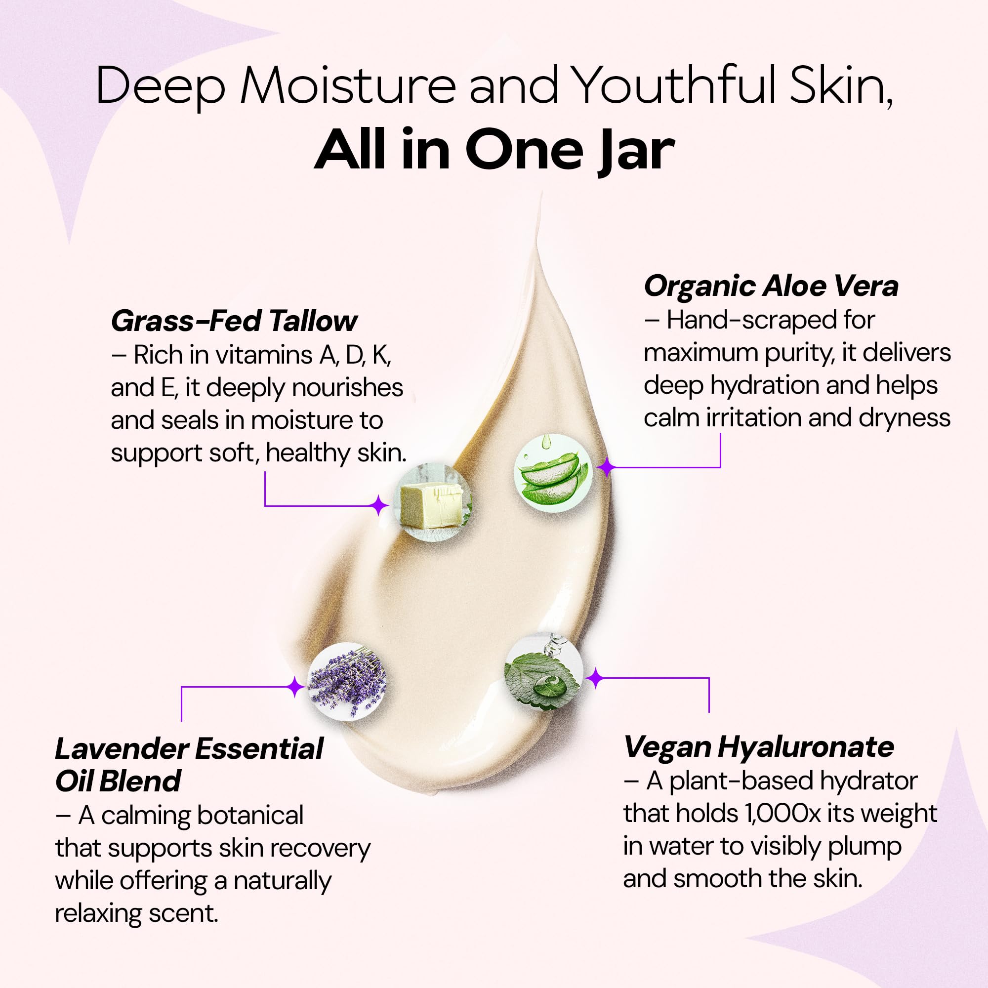 LA PURE Beef Tallow Face Cream texture highlights non-greasy finish