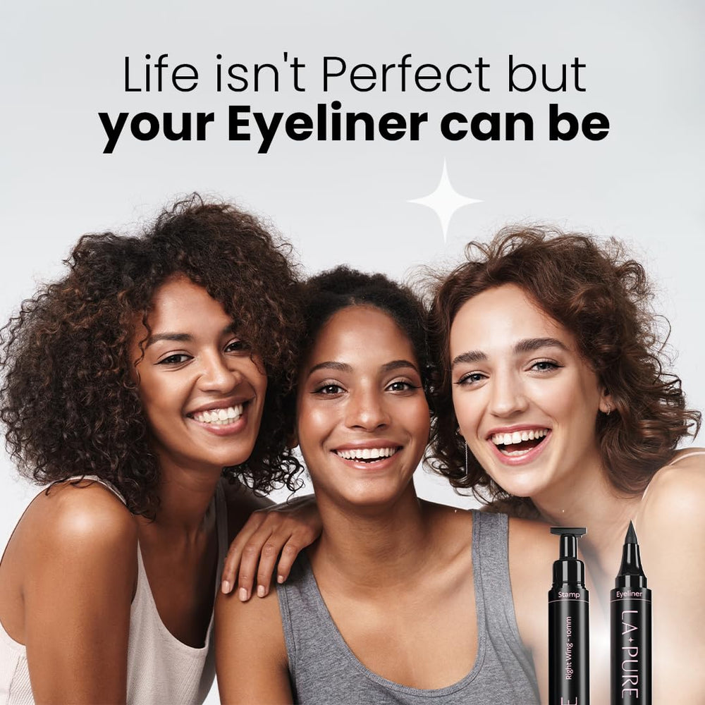 LA PURE cat-eye look example with bold wing for evening wear.