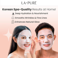 LA PURE Snail Mucin Mask back view detailing ingredients and usage notes.