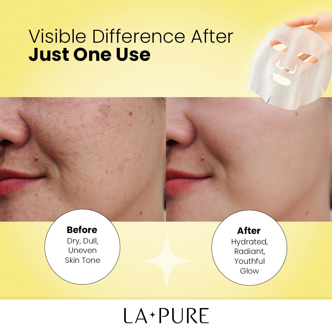LA PURE Snail Mucin Mask open pack reveals sheet mask inside.