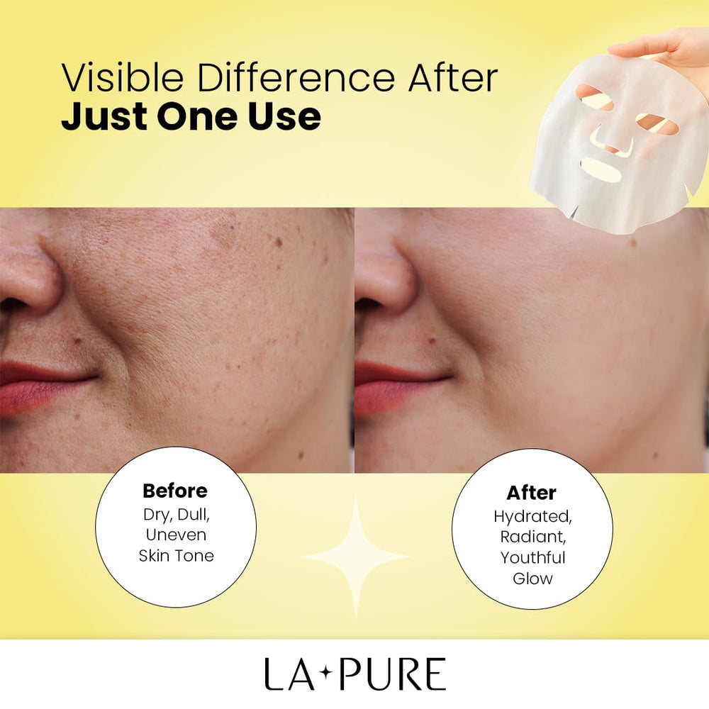 LA PURE Snail Mucin Mask open pack reveals sheet mask inside.
