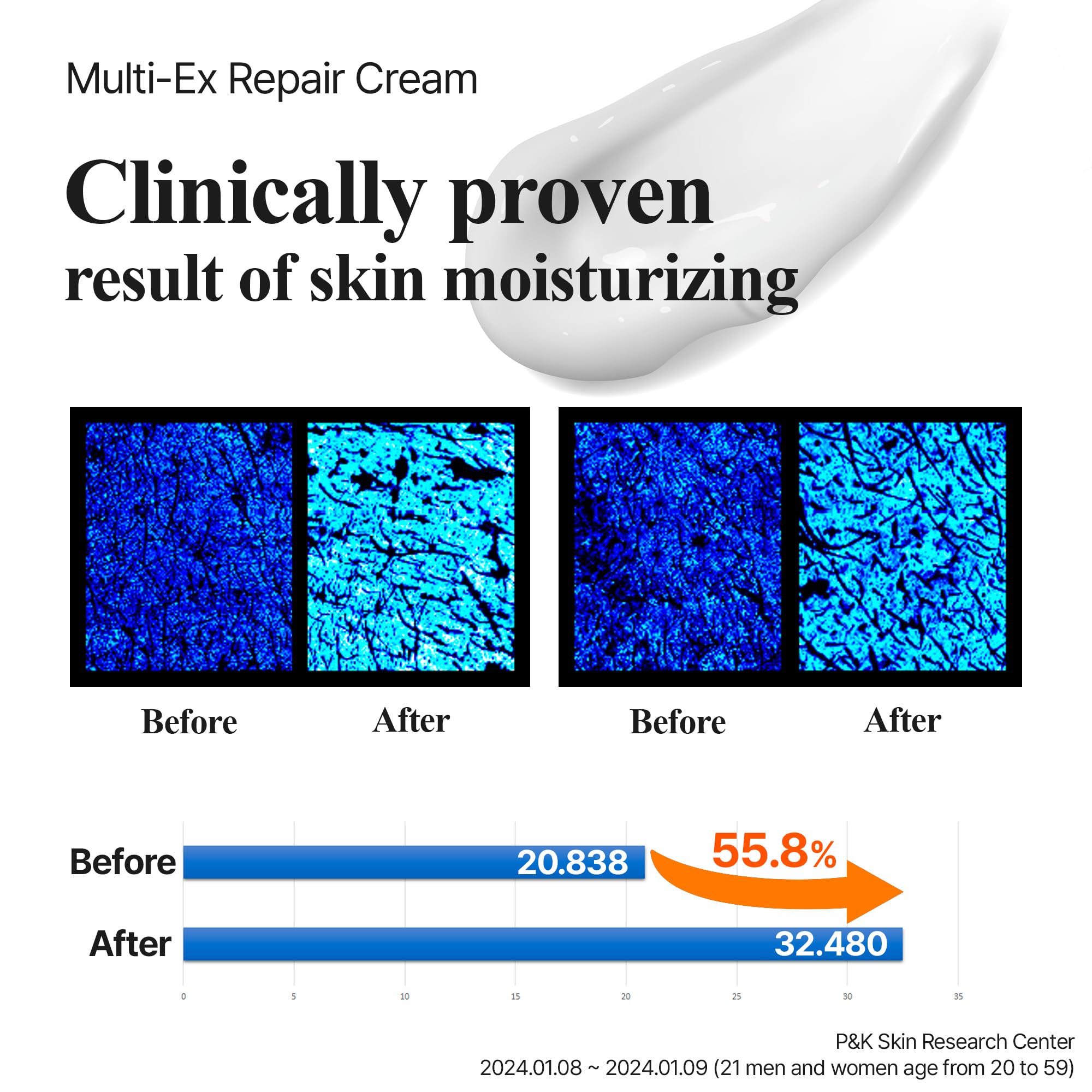 Lab for you Multi-Ex Repair Cream jar side view with lightweight, fast-absorbing texture.