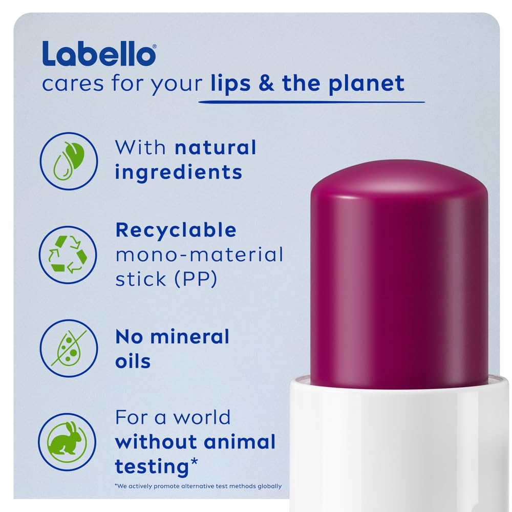 Aromas of blackberry on Labello Shine close-up for sensory appeal