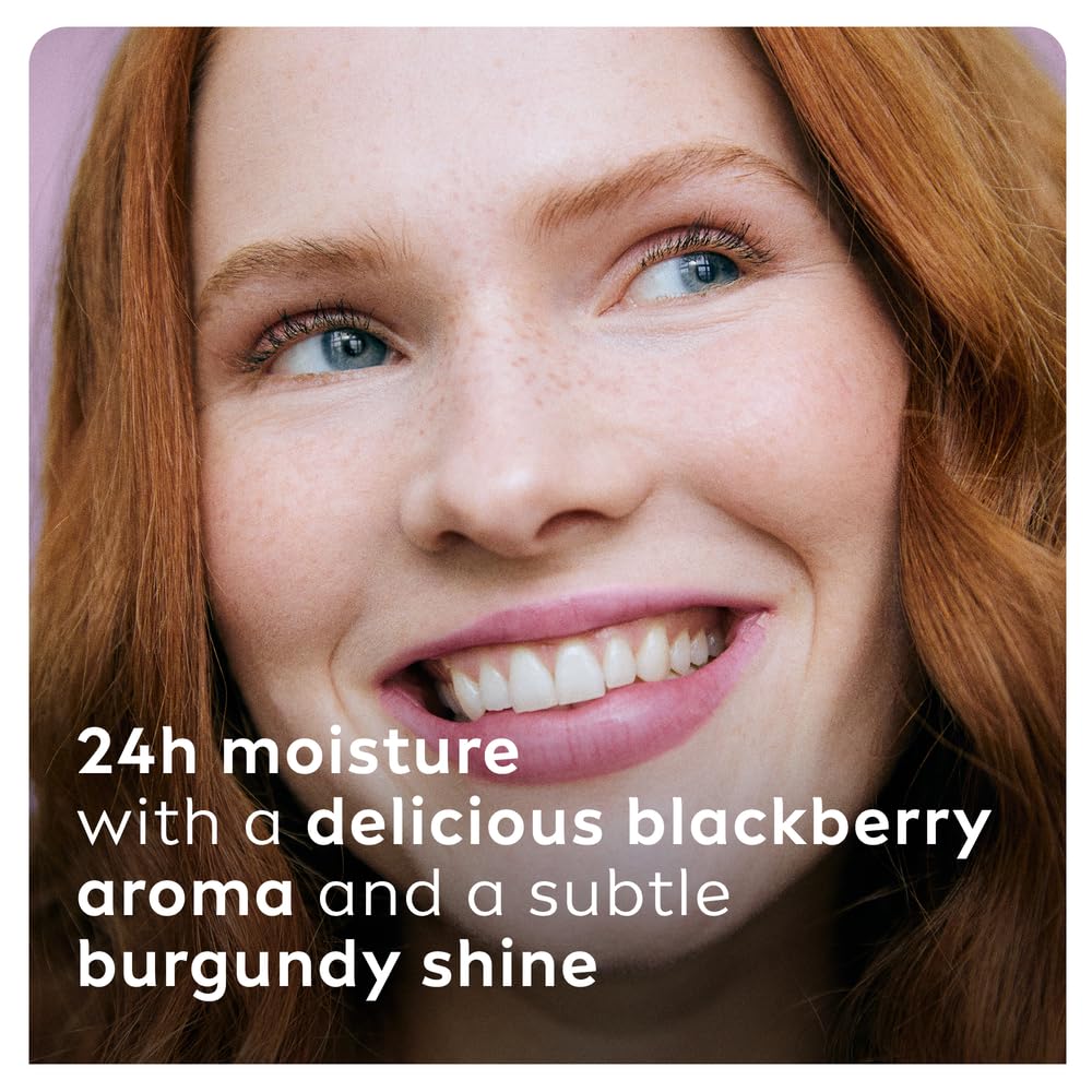 Labello Blackberry Shine swatch reveals berry aroma and subtle shine